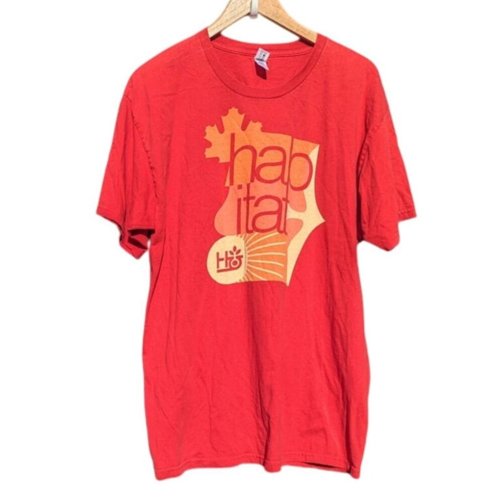Habitat Red Short Sleeve T Shirt Size L Casual Top Large Summer Fall Leaf